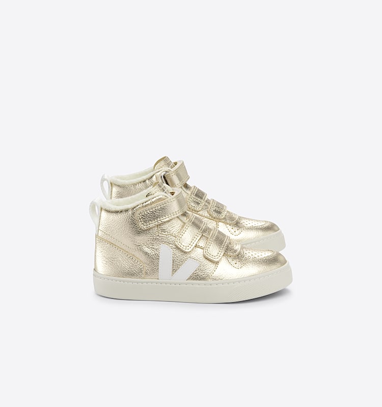 veja sneakers small-v-10-mid-winter rivestito-in-pelo oro DF0503428 Lateral view