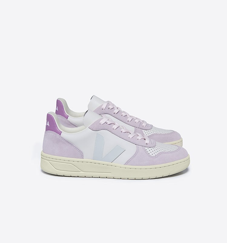 veja sapatilhas v-10 couro roxo VX0203476 Lateral view