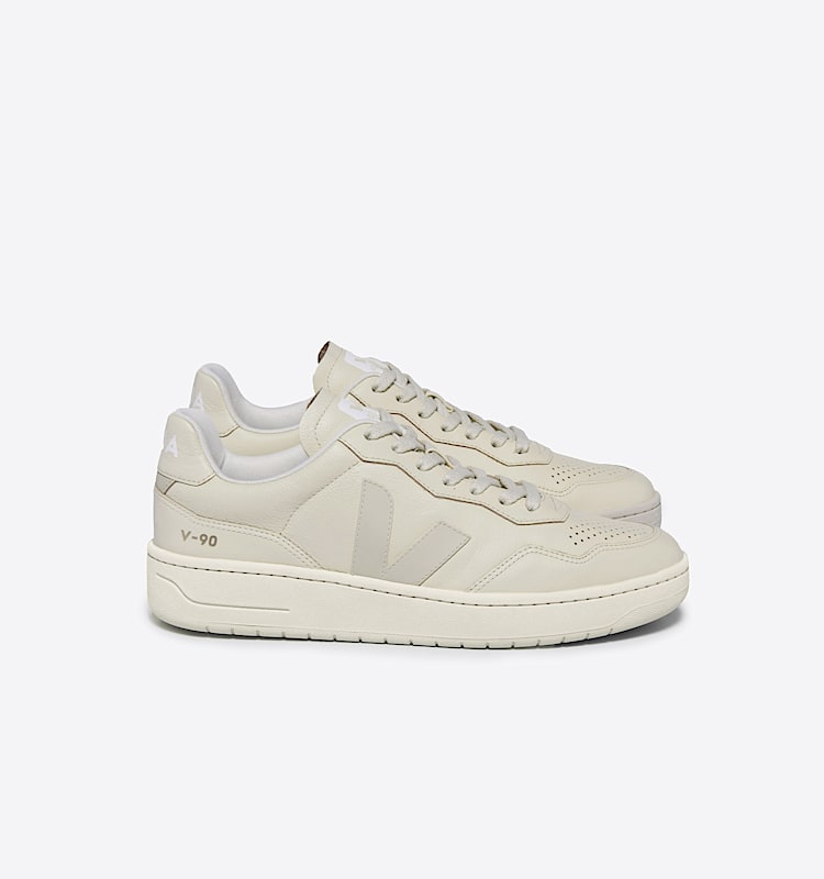 veja sneakers v-90 有机皮革 米色 VD2003381 Lateral view