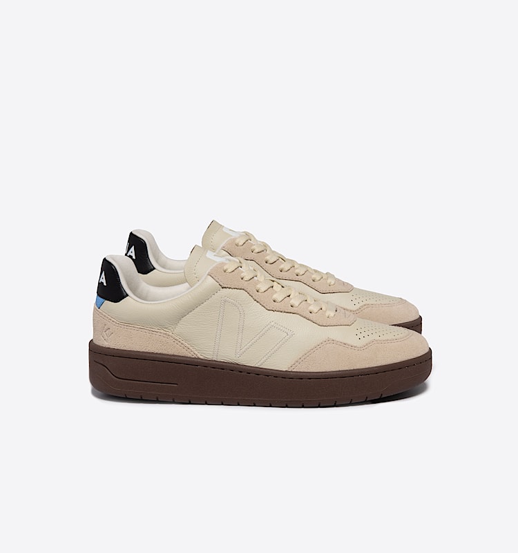 veja sneakers v-90-zz organic-leather beige VZ2003639 Lateral view