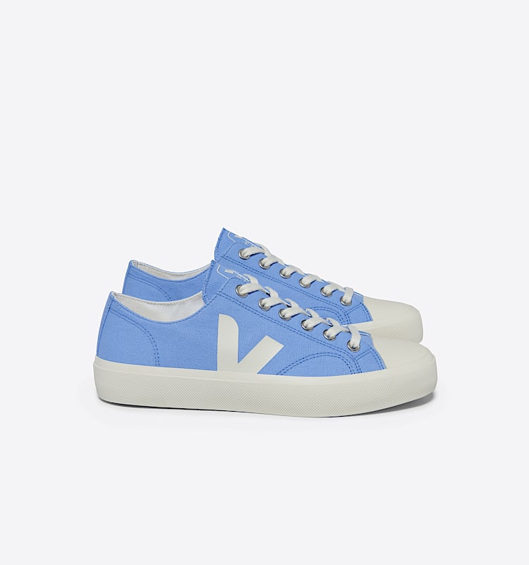 veja zapatillas wata-ii-low algodón-orgánico azul PL0103515 Lateral view