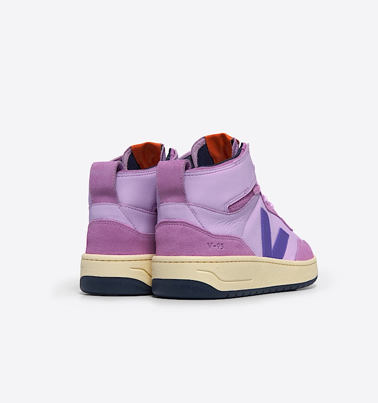 veja sneaker v-95 leder lila QZ2003685 Back view