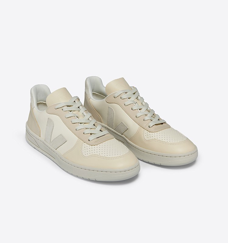 veja sneakers v-10 皮革 米色 VX0503673 Top view