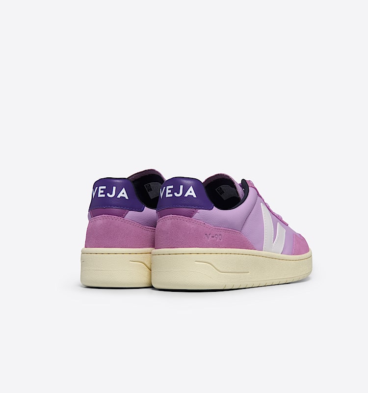 veja baskets v-90 cuir violet VD2003661 Back view