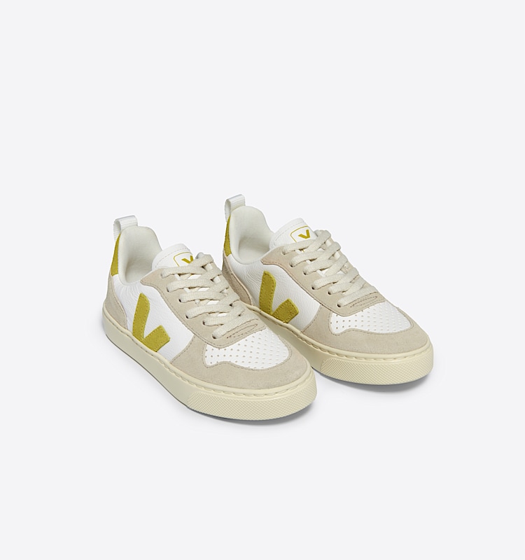 veja sapatilhas small-v-10-laces couro branco CX0503809 Top view