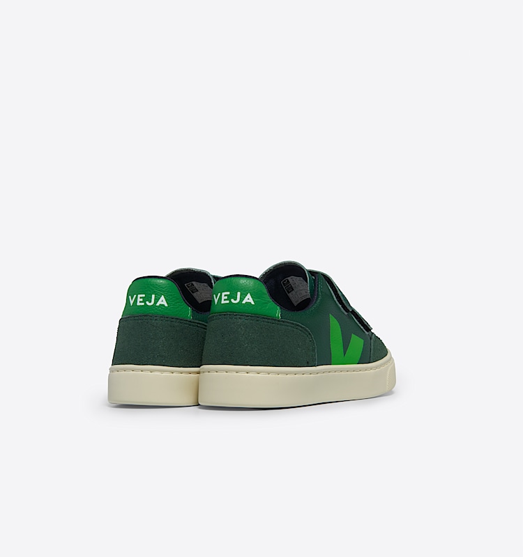 veja baskets small-v-12 cuir vert XV0503796 Back view