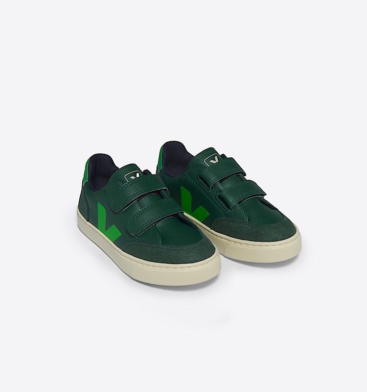 veja baskets small-v-12 cuir vert XV0503796 Top view