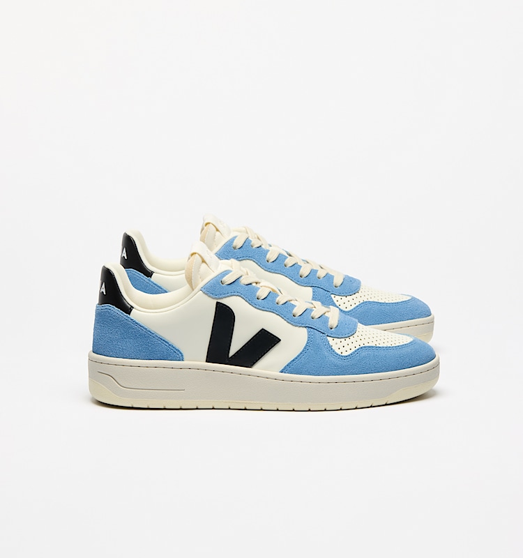 veja baskets v-10-prime cuir bleu VI0220503 Lateral view