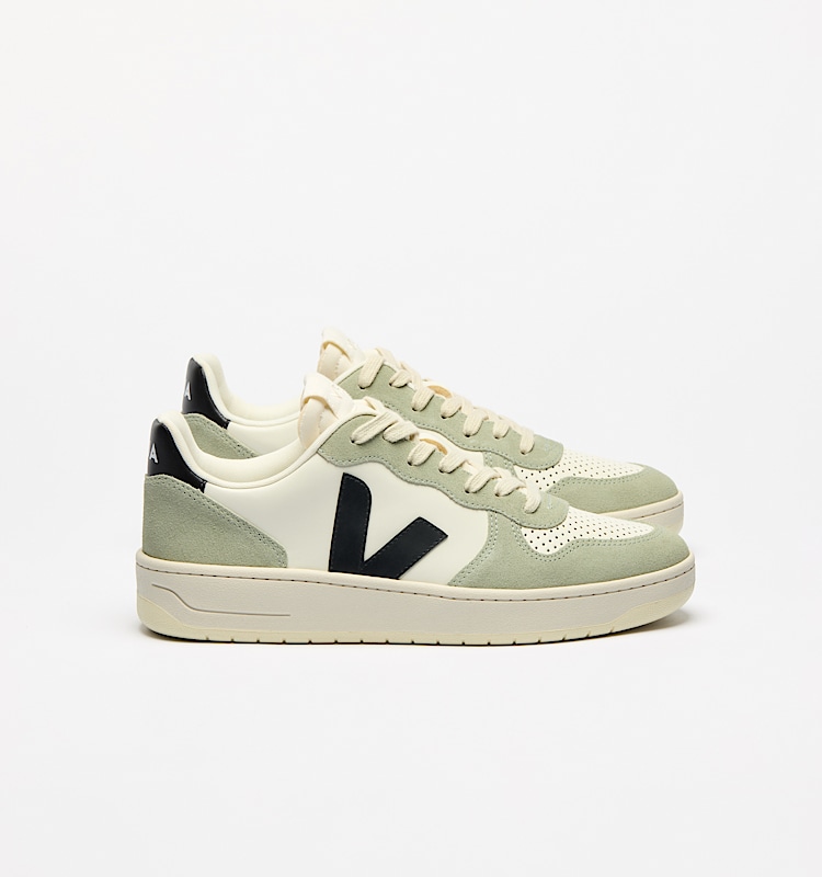 veja baskets v-10-prime cuir gris VI0220500 Lateral view