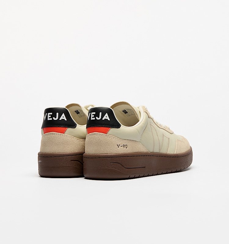 veja baskets v-90-zz cuir-biologique beige VZ2020751 Back view