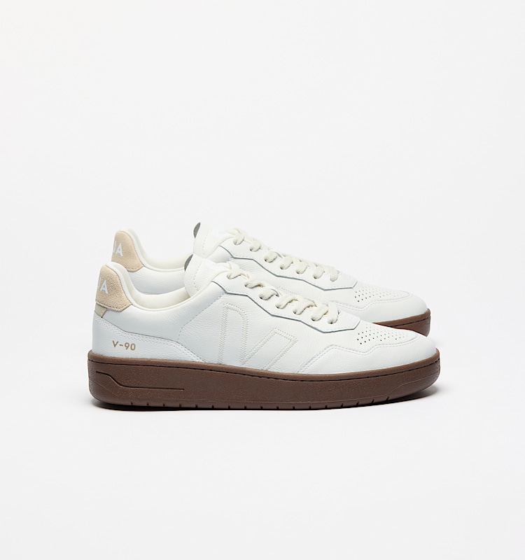 veja baskets v-90-zz cuir-biologique blanc VZ2020750 Lateral view