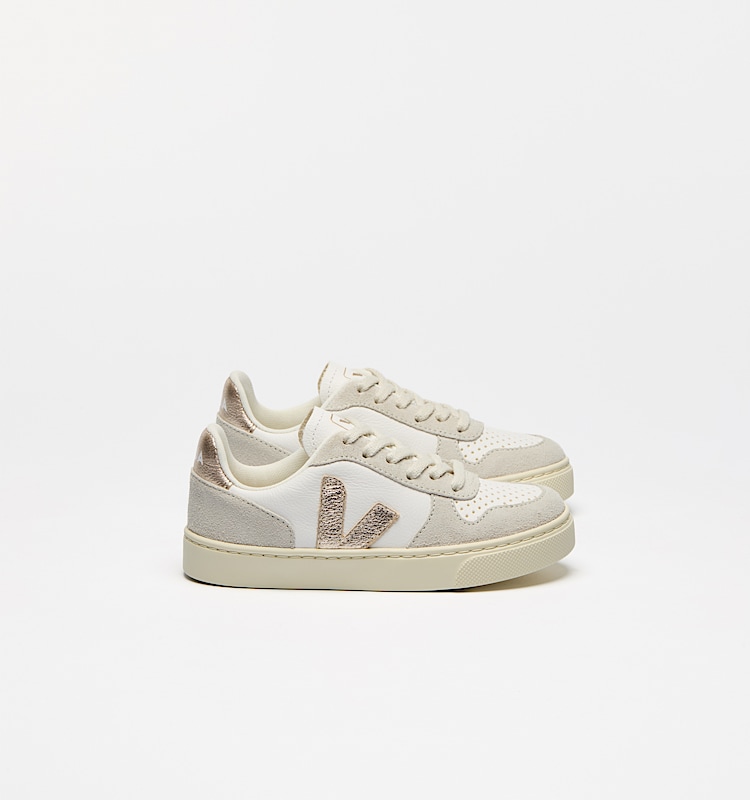 veja sapatilhas small-v-10-laces couro branco CX0520620 Lateral view
