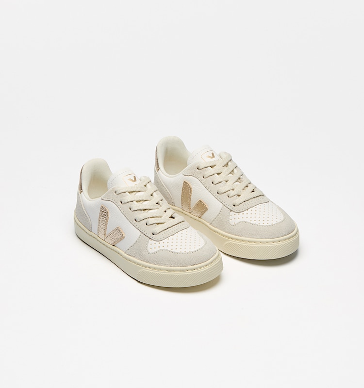 veja sapatilhas small-v-10-laces couro branco CX0520620 Top view