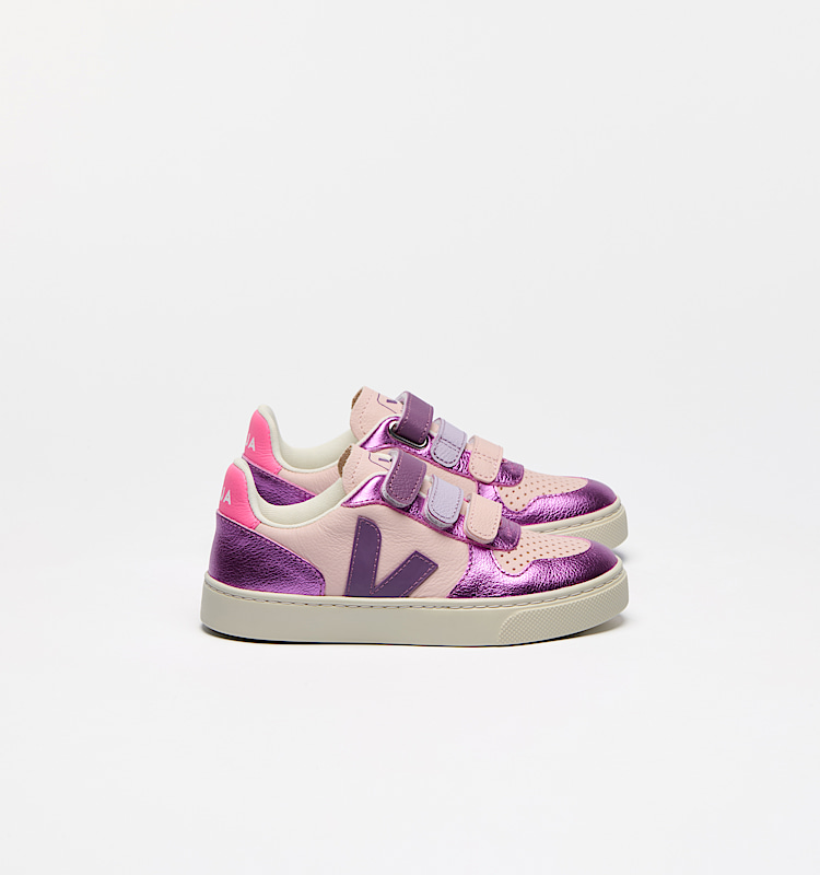 veja sapatilhas small-v-10 couro roxo CV0520648 Lateral view