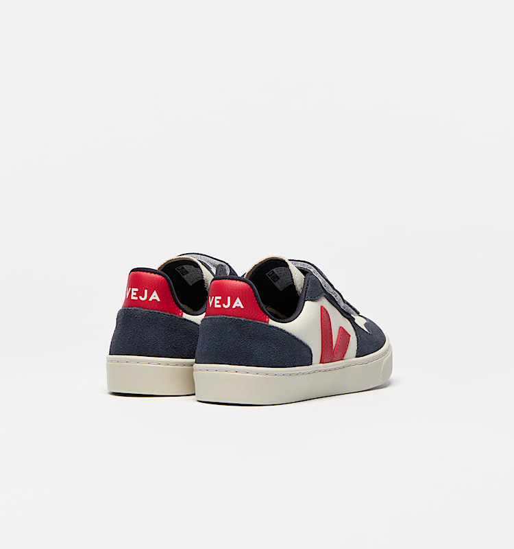 veja baskets small-v-10 cuir bleu CV0520616 Back view