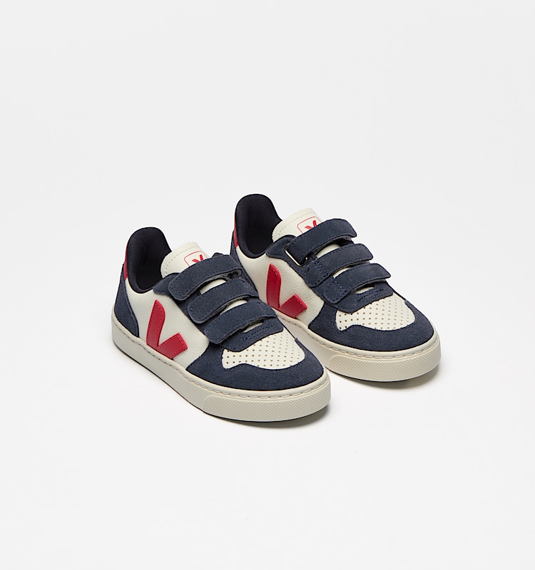 veja sapatilhas small-v-10 couro azul CV0520616 Top view