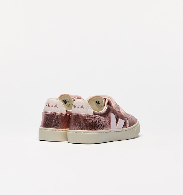 veja sapatilhas small-v-12 couro cor-de-rosa XV0520609 Back view