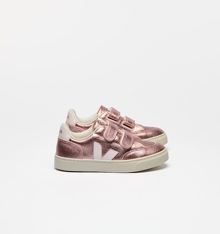 veja baskets small-v-12 cuir rose XV0520609 Lateral view