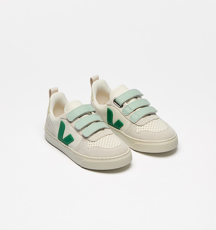 veja sapatilhas small-v-10-veja-x-bonpoint couro verde BO0520722 Top view