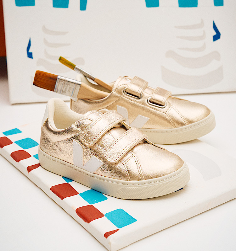 veja sapatilhas small-esplar couro dourado SV0502418