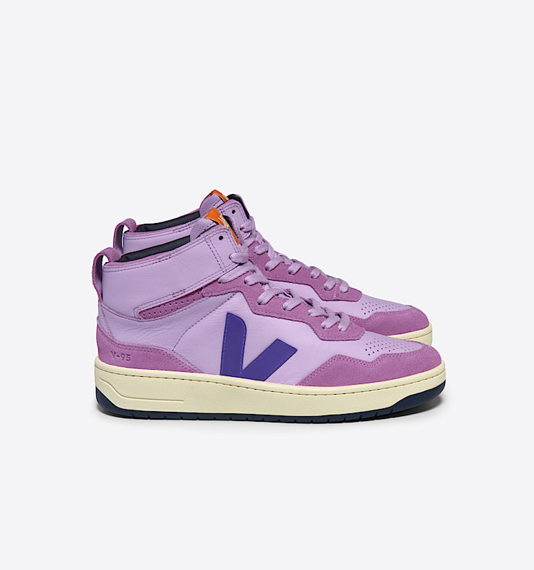 veja zapatillas v-95 cuero morado QZ2003685 Lateral view