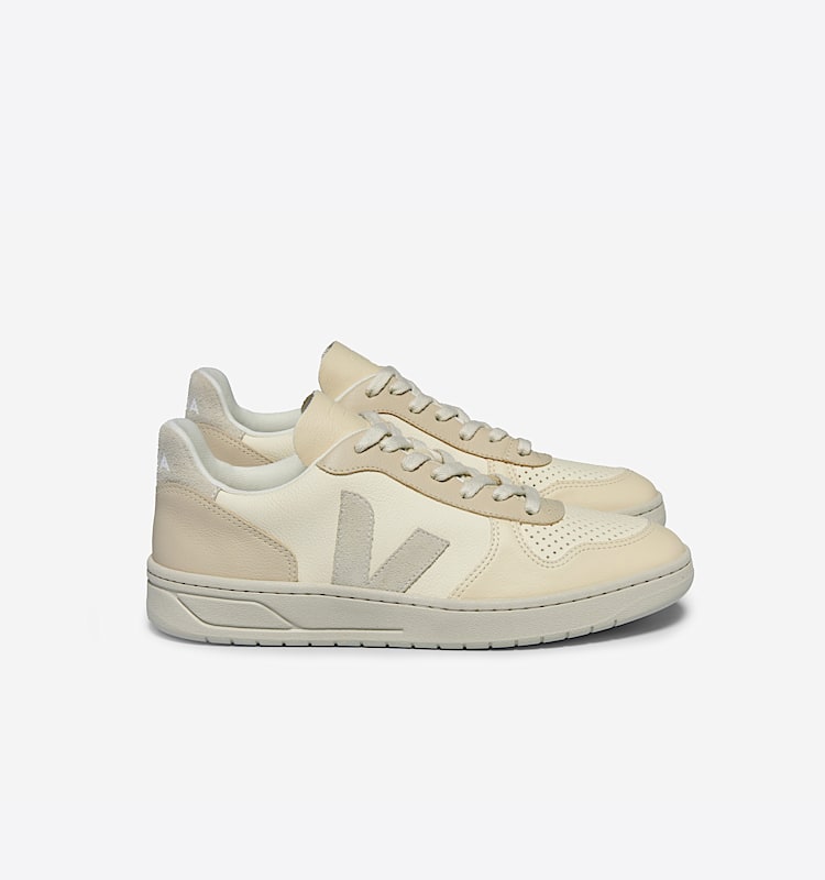 veja sneakers v-10 皮革 米色 VX0503673 Lateral view