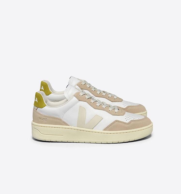 veja sneakers v-90 有机皮革 米色 VD2003704 Lateral view