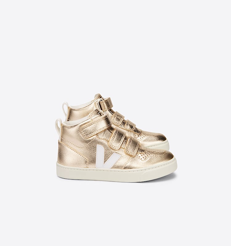 veja sneakers small-v-10-malha läder guld DX0502418 Lateral view