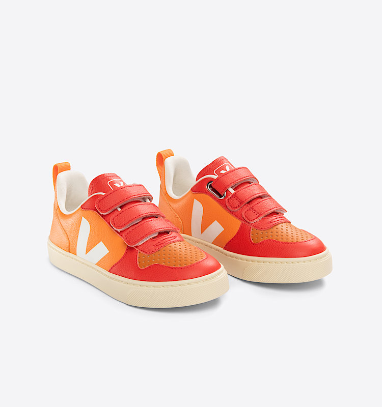 veja small-v-10 couro laranja CV0503283