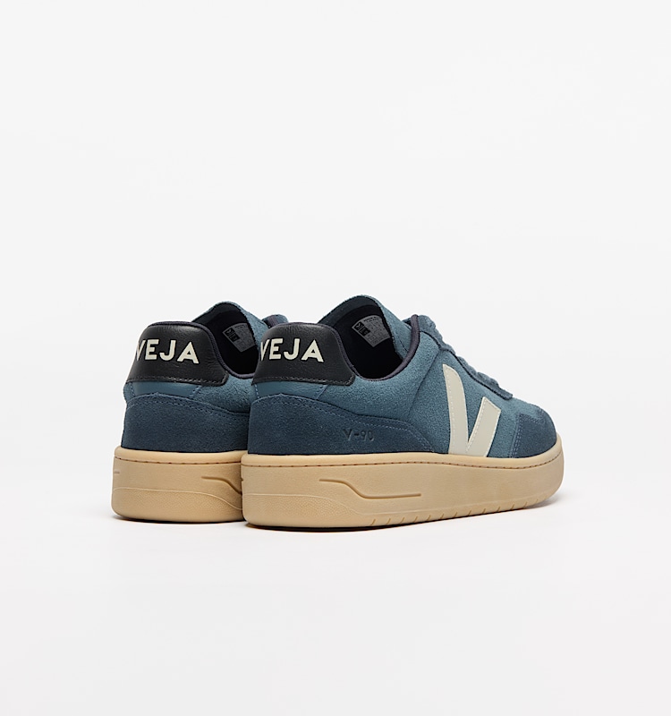 veja baskets v-90 suède bleu VD0303848 Back view