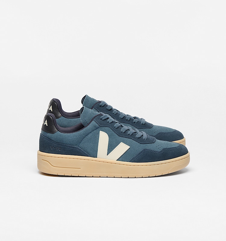 veja sneakers v-90 pelle-scamosciata blu VD0303848 Lateral view