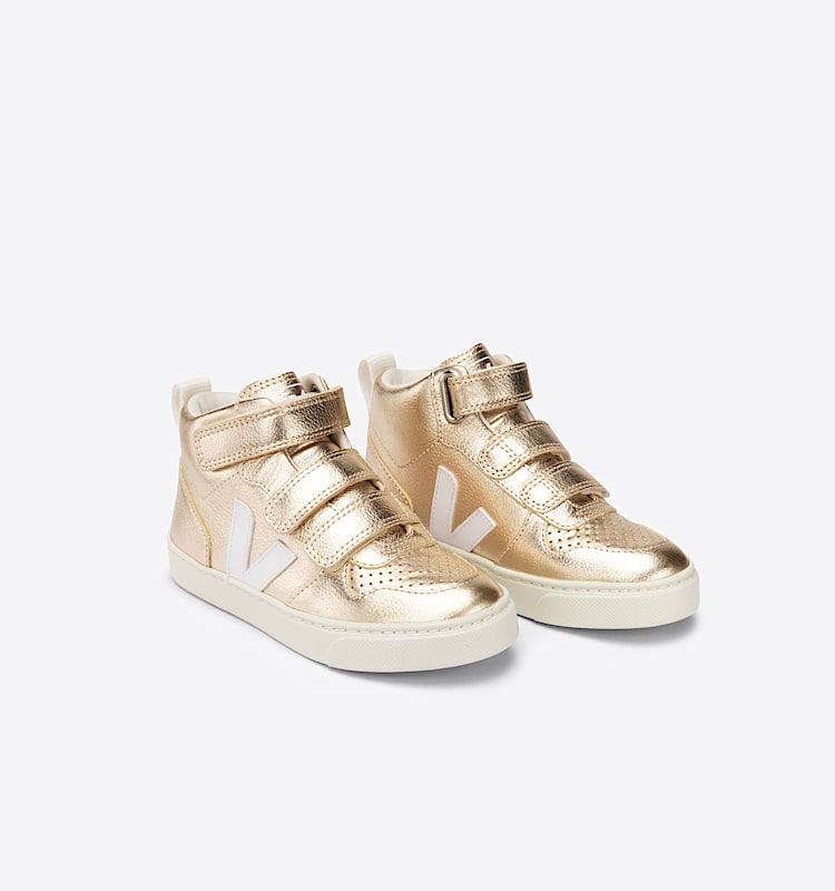 veja sneakers small-v-10-malha läder guld DX0502418 Top view