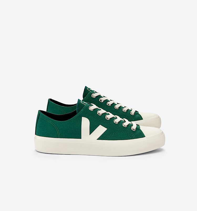 veja sneakers wata-ii-low cotone-biologico verde PL0102836 Lateral view