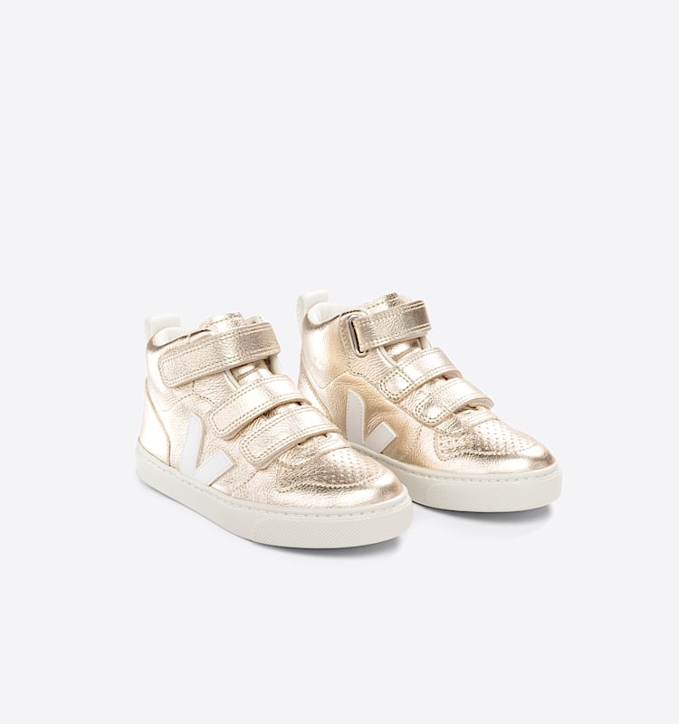 veja sapatilhas small-v-10-mid couro dourado DV0503037 Top view