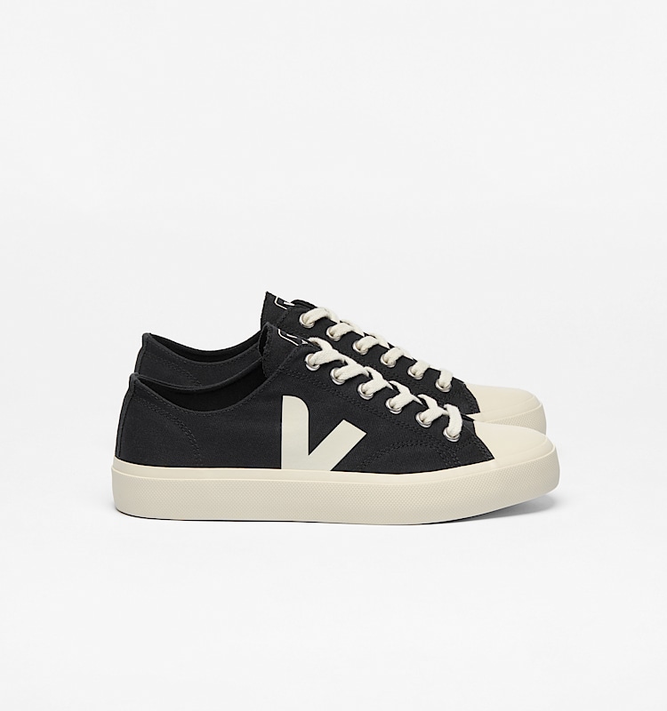 veja sneakers wata-ii-low cotone-biologico nero PL0101397 Lateral view