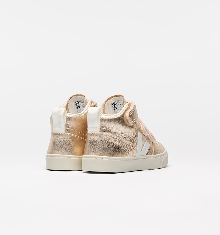 veja baskets small-v-10-mid cuir doré DV0503037 Back view