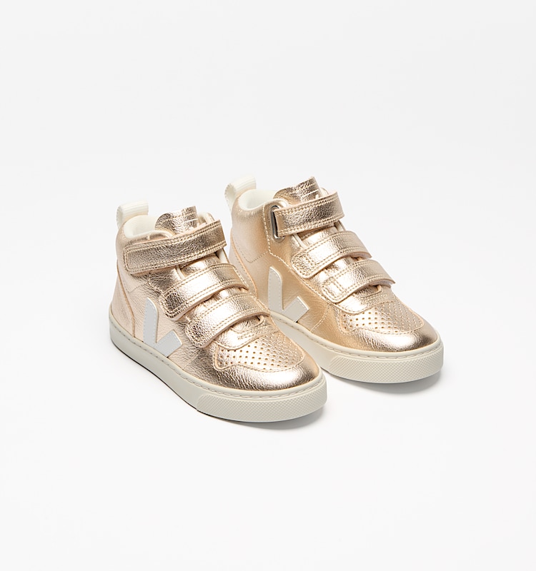 veja baskets small-v-10-mid cuir doré DV0503037 Top view