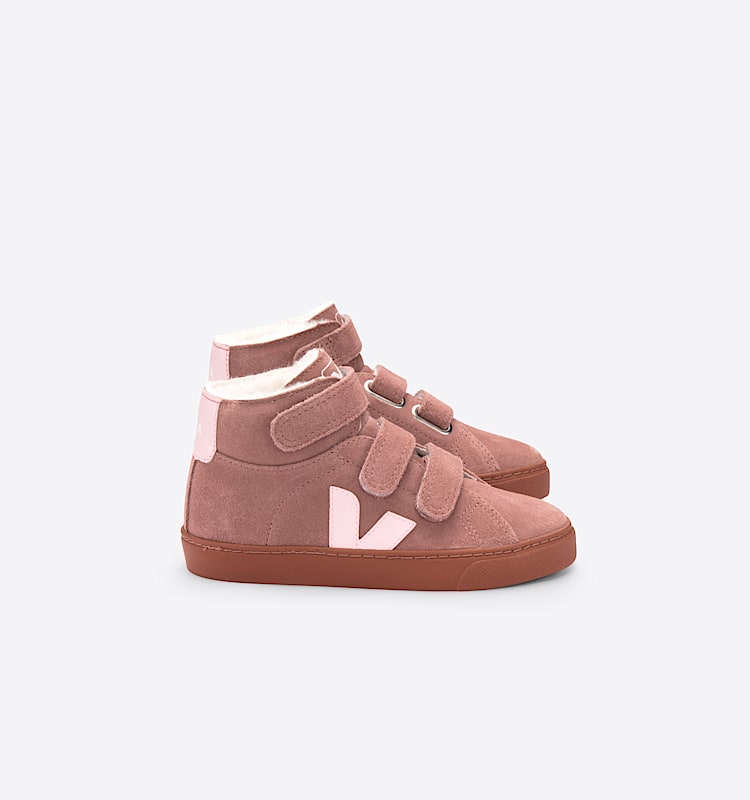 veja sneakers small-esplar-mid-fur fured pink MF0912027 Lateral view
