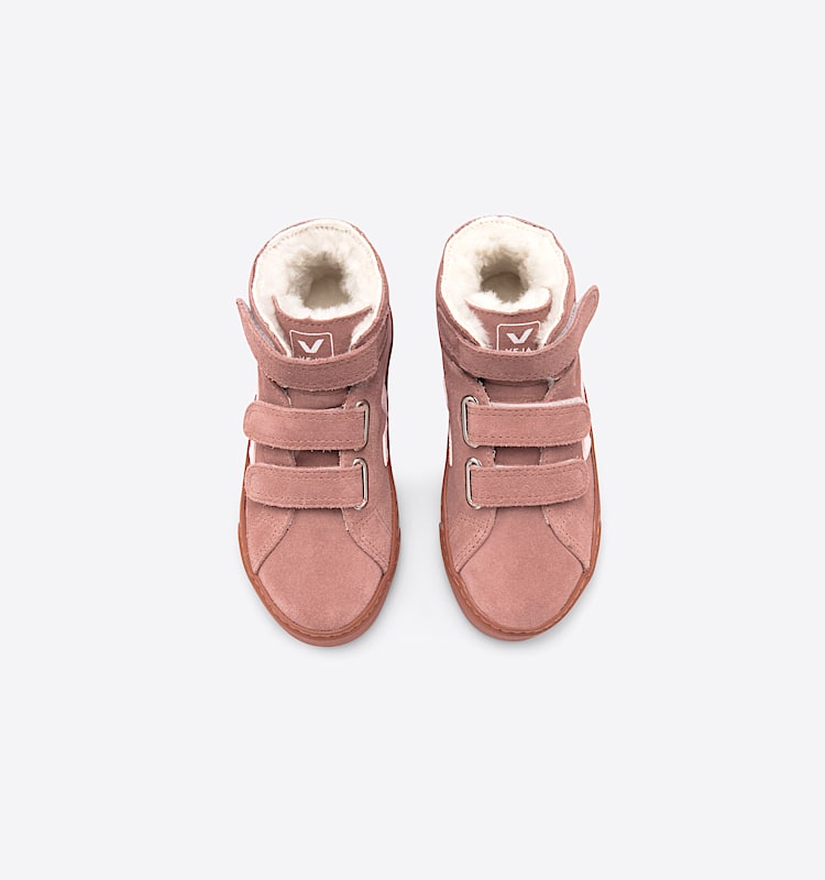 veja sneakers small-esplar-mid-fur fured pink MF0912027 Top view