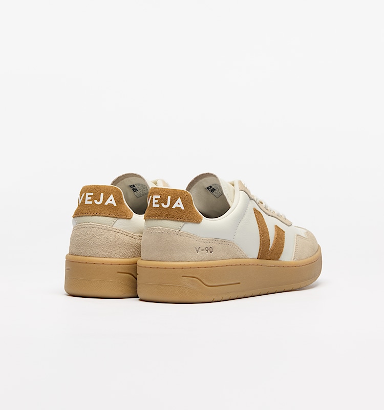 veja zapatillas v-90 algodón-orgánico beige VD2020915 Back view