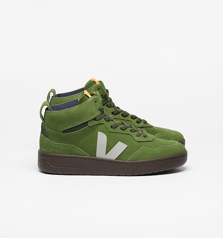 veja sneakers v-95 麂皮 绿色 QZ0320859 Lateral view