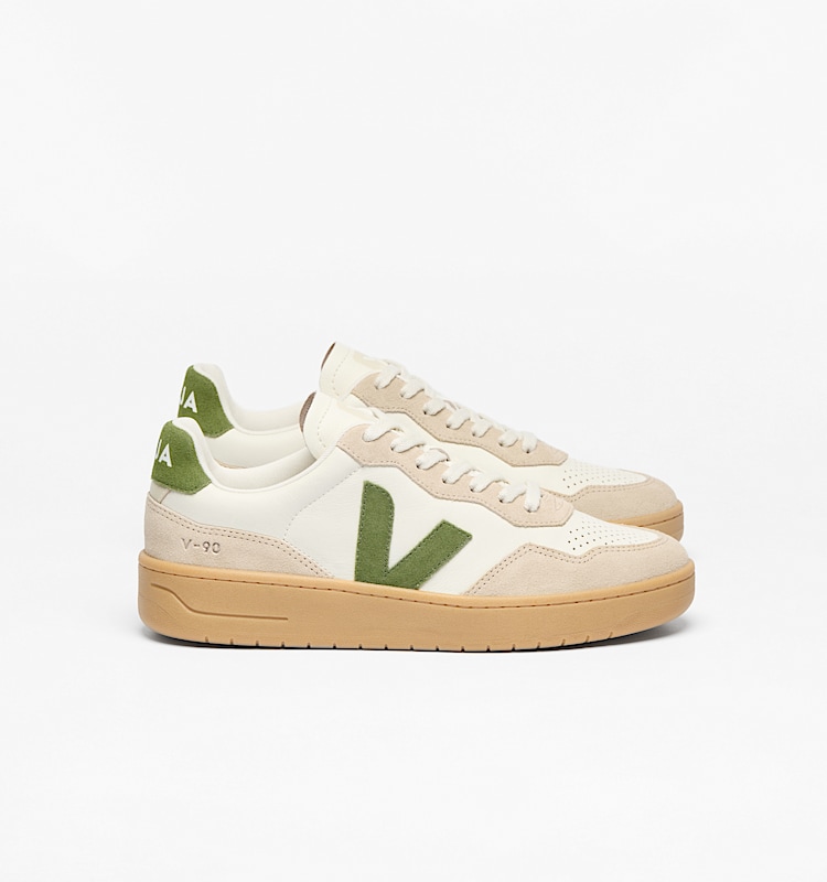 veja zapatillas v-90 algodón-orgánico beige VD2020916 Lateral view