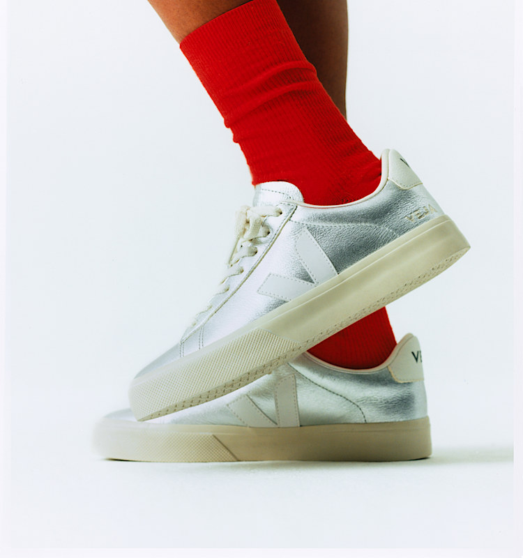 veja baskets campo cuir argenté CP0502684